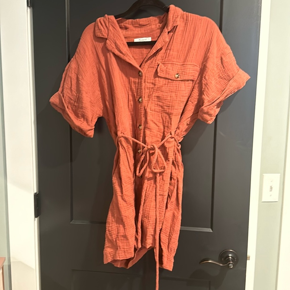 Madewell Rust Orange Short-Sleeve Romper